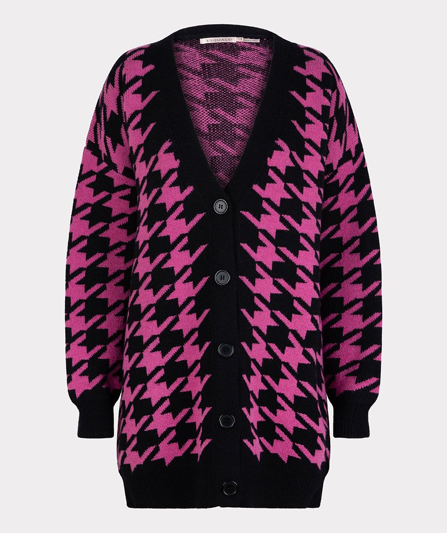 Cardigan houndstooth jacquard