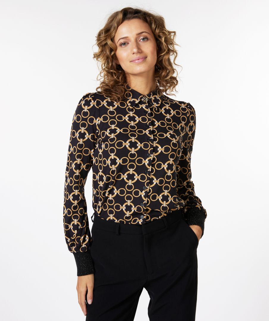 Blouse ribbed cuffs chain