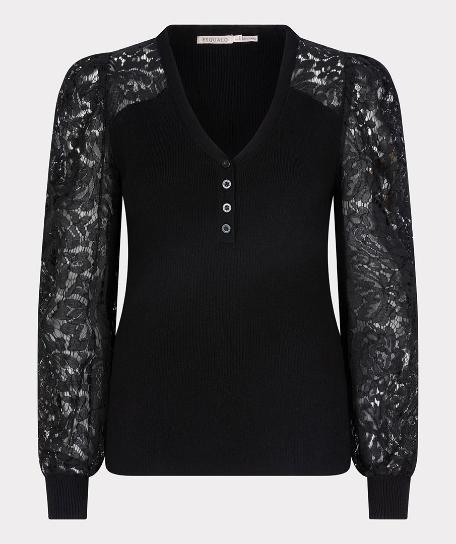 Black sweater with lace sleeves outlet