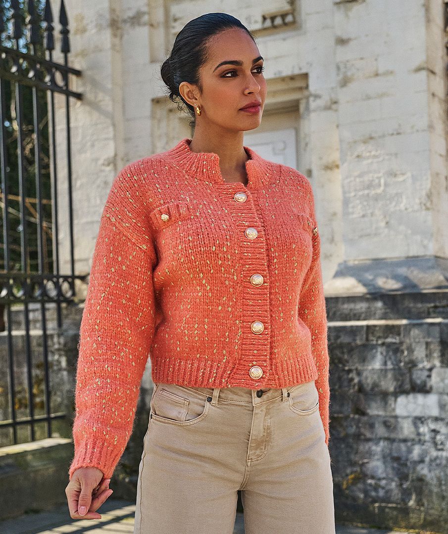 Cardigan lurex buttons
