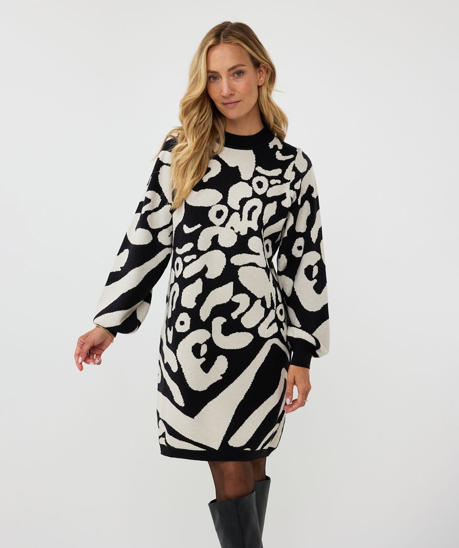 Dress 2tone jacquard animal