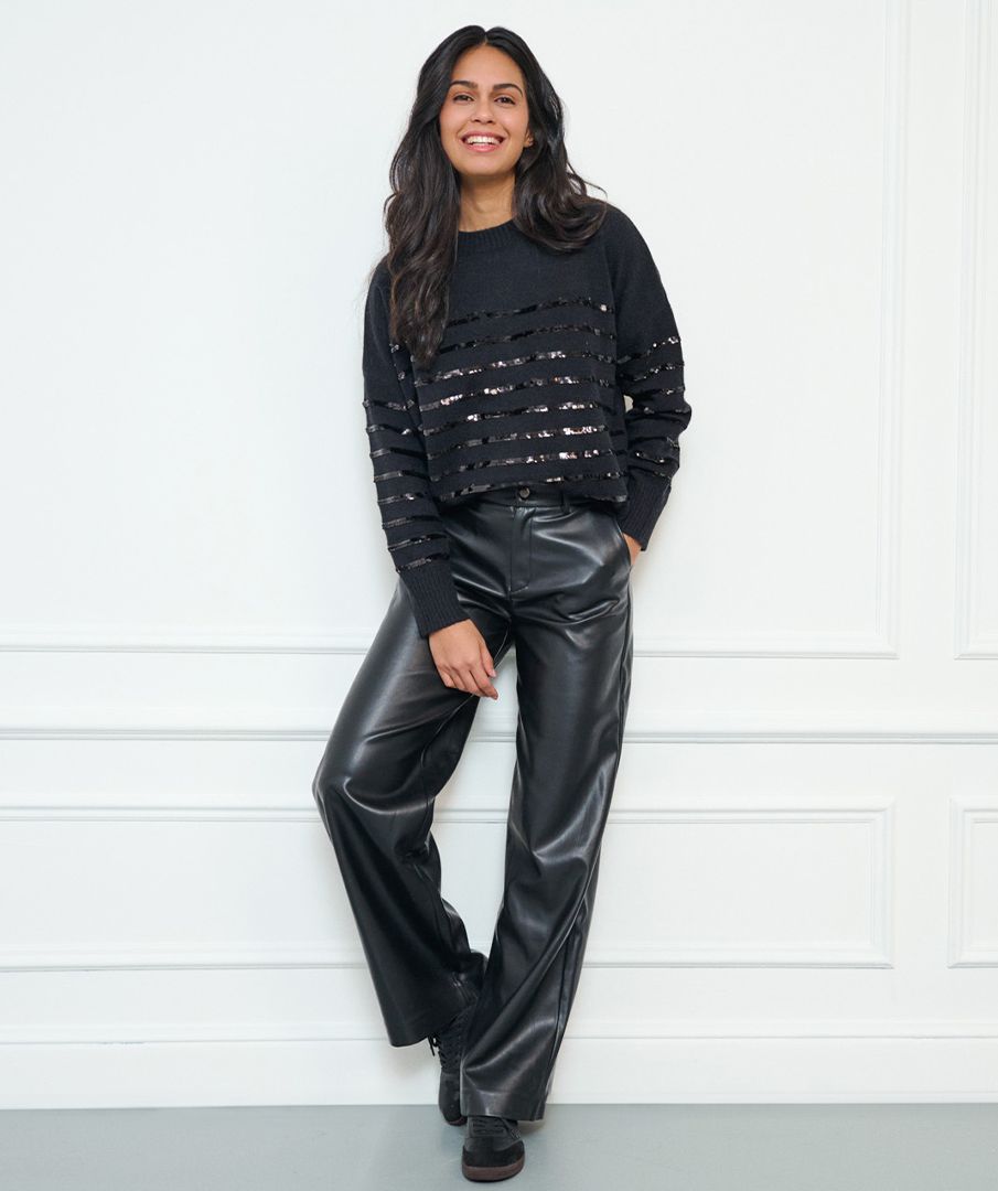 Trousers wide vegan leather