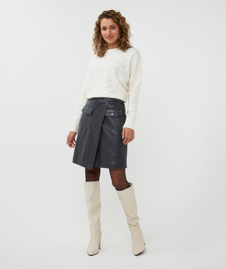 Skirt overlap vegan leather