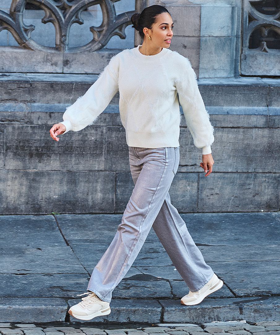 Trousers jeans metallic coated