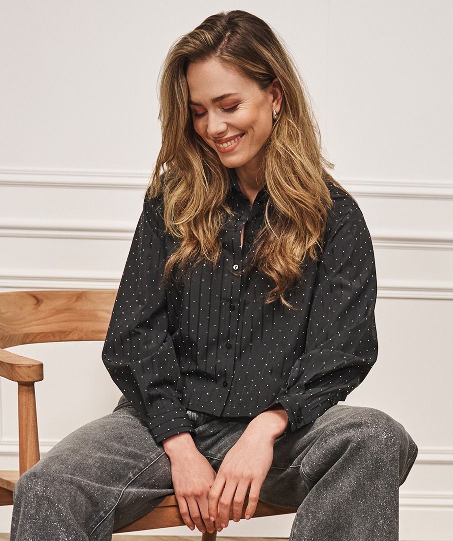 Blouse rhinestones striped