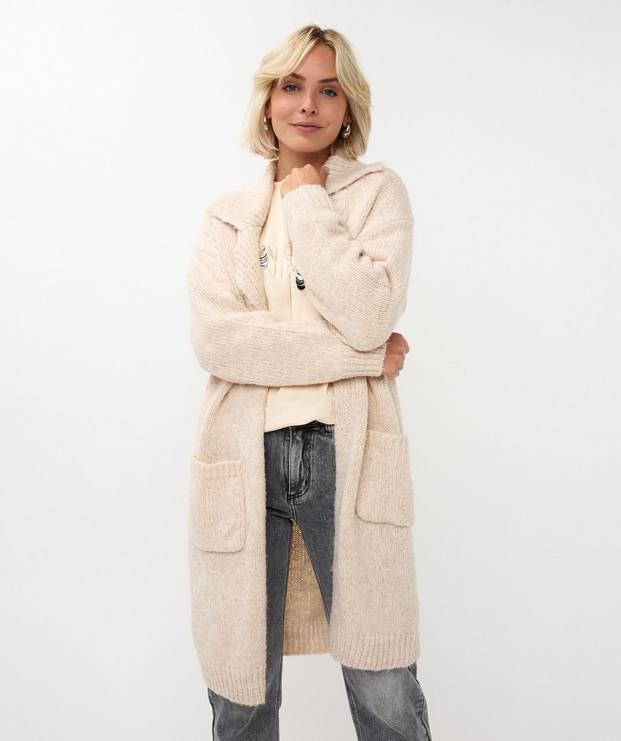 Cardigan ribbed collar