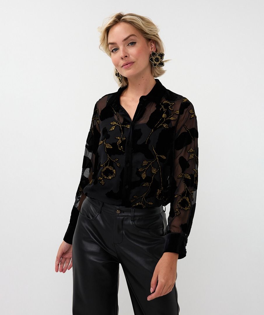 Blouse burnout flower