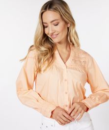 EsQualo Blouse lace tapes solid poplin